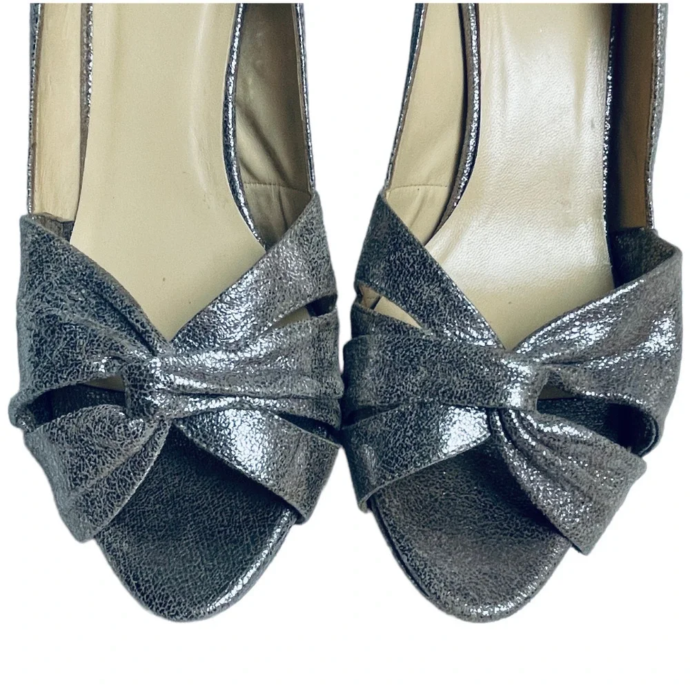Kate Spade Metallic Silver Peep Toe Heel Women’s Size 10